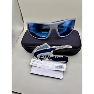 Authentic Fin-Nor Pinder Sunglasses Matte Grey Blue Mirror Polarized PC Lens NIB